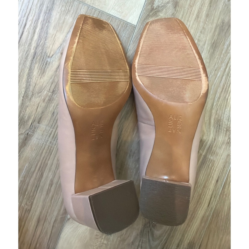 Naturalizer Karina Leather Pumps 9.5W Nude Square Toe Block Heel Office Comfort - Picture 9 of 11